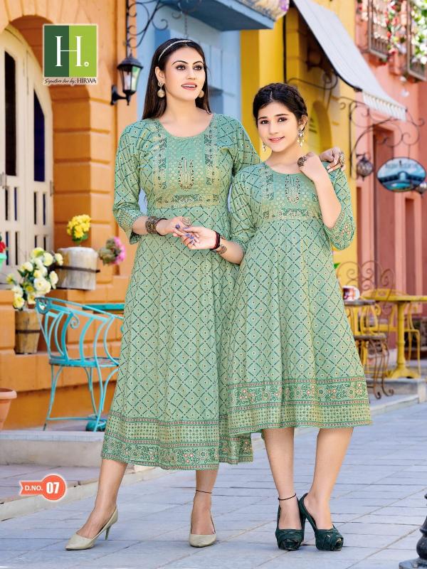 Hirwa Ridhi Shidhi Mother Long Rayon Anarkali Kurti Collection